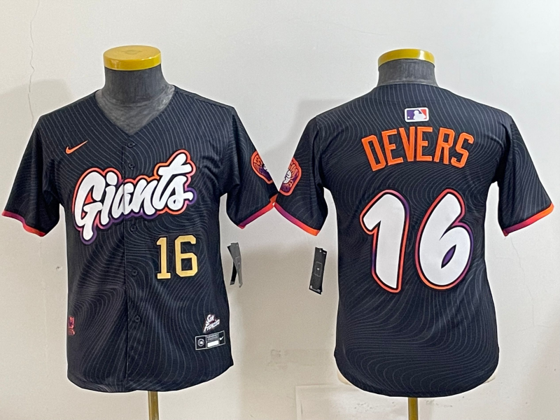 Men 2025 San Francisco Giants #16 Devers Black Joint Name Nike MLB Jersey style 23